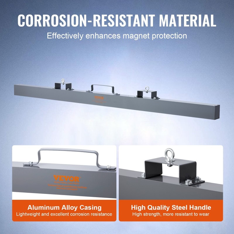 Ripustettava magneettinen puhdistaja 2130 mm leveä 54,4 kg magneettivoimalla trukkikiinnityksellä