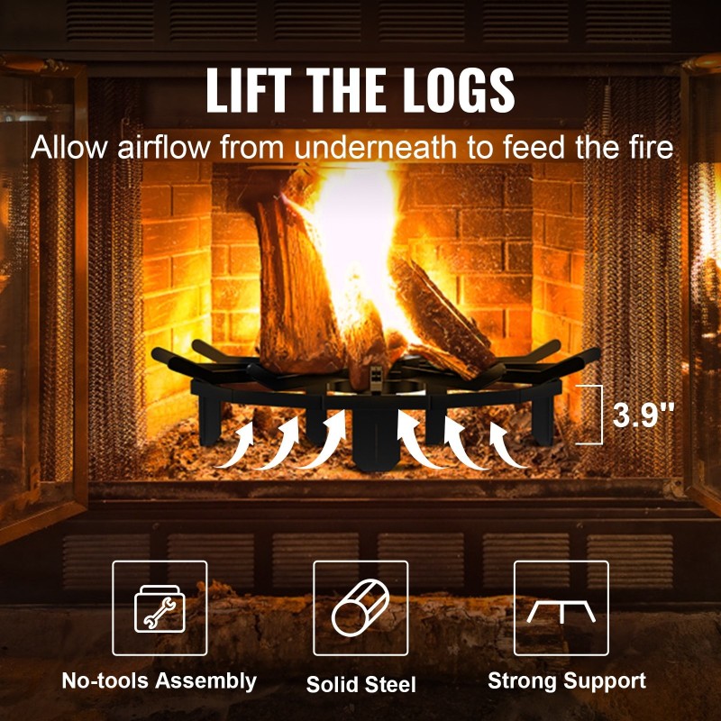 Takkahiiliritilä pyöreä 27 tuumaa 6 tukijalkaa jauhemaalattu teräs takkaan ja nuotioon