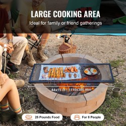 Grilliritilä terästä 111x380 mm musta nuotiolle kantokahvoilla