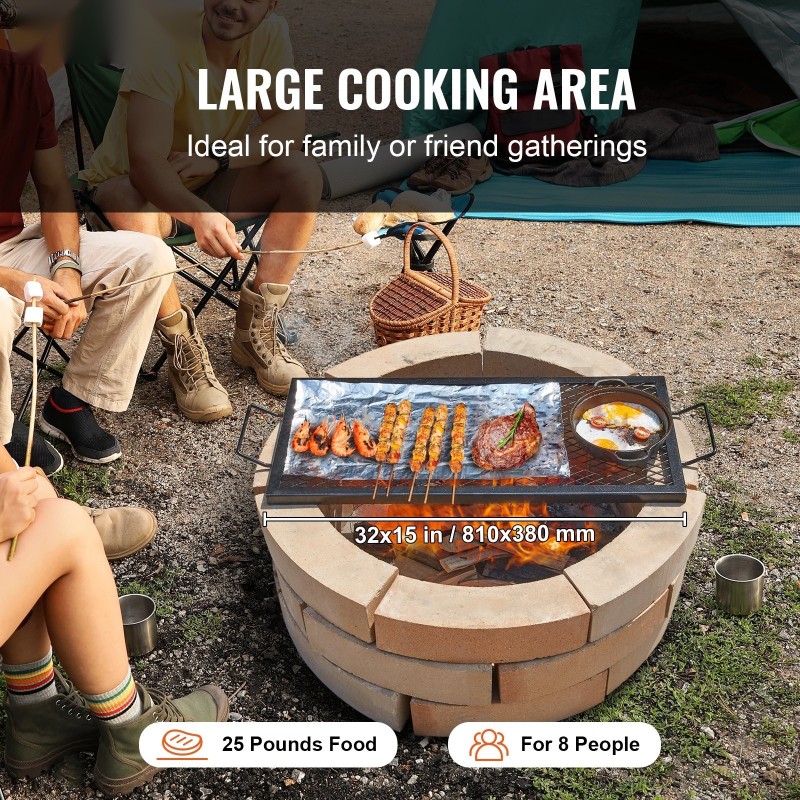 Grilliritilä Q235-teräs 810 x 380 mm musta kahvalla X-muotoinen tukilanka