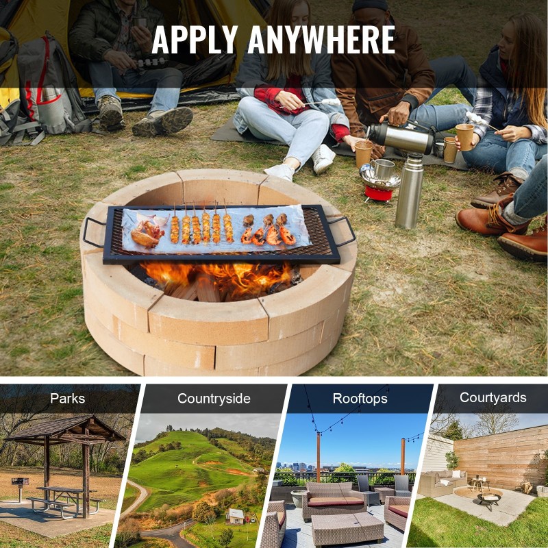 Grilliritilä Q235-teräs 810 x 380 mm musta kahvalla X-muotoinen tukilanka