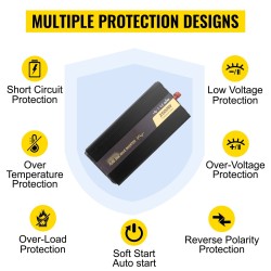 Puhdas siniaaltoinvertteri 2500W tasajännite 12V vaihtojännite 230V LCD-näytöllä USB-portilla ja kaukosäätimellä