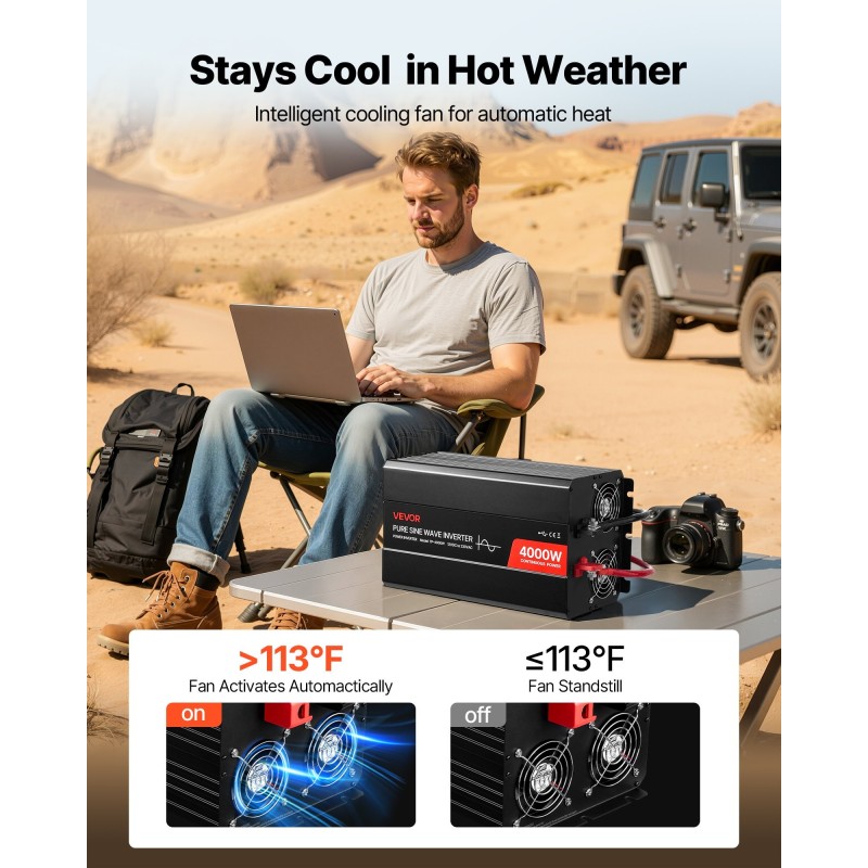 Puhdas siniaaltoinvertteri 4000W 12V 230V matkailuautoihin ja veneisiin