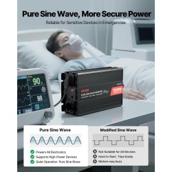 Invertteri puhdas siniaalto 1500W 12V 230V alumiiniseoskotelo 2 vaihtovirtapistorasiaa etäohjain