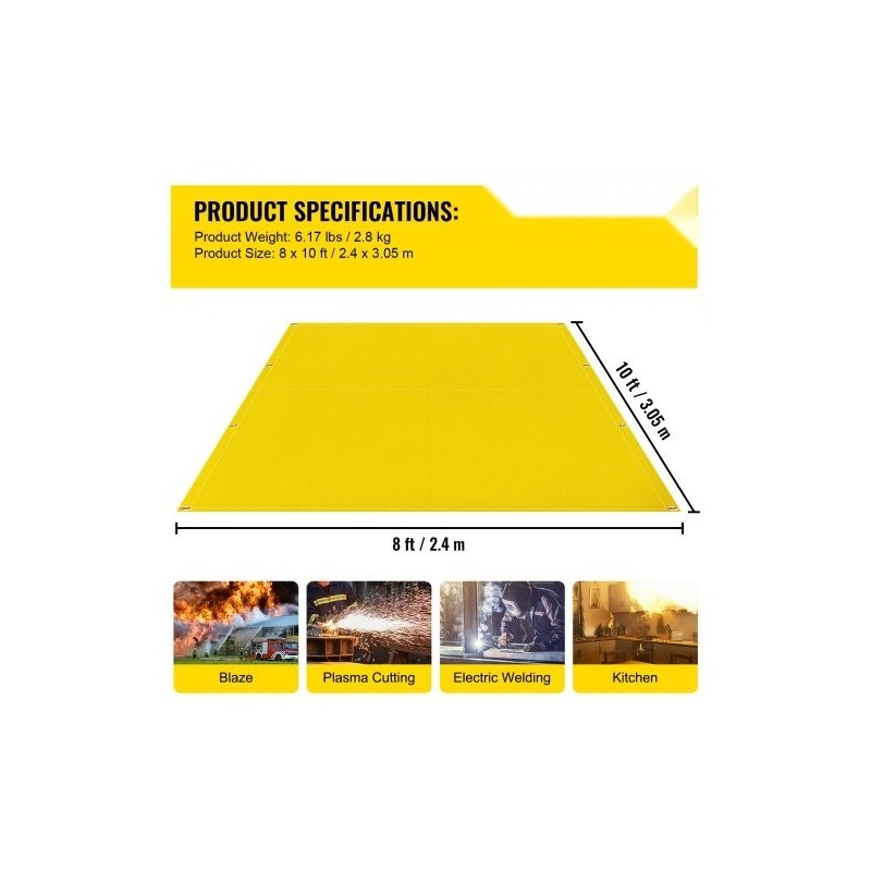 Hitsaus- ja palosuojapeite lasikuitukangas 2,4 x 3,05 m messinkirenkailla