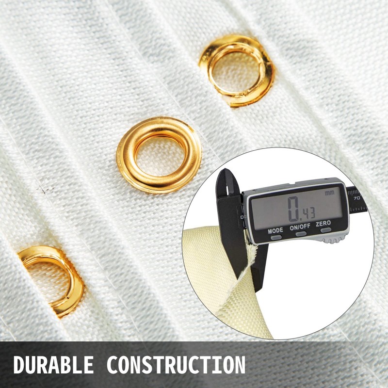 Lasikuituinen hitsaussuojahuopa 2,4 x 3,05 m 550°C messinkiset purjerenkaat