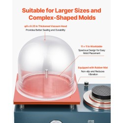 Tyhjiövalukone jalometalleille 290 wattia nopealla pumpulla 280 x 280 mm työalusta