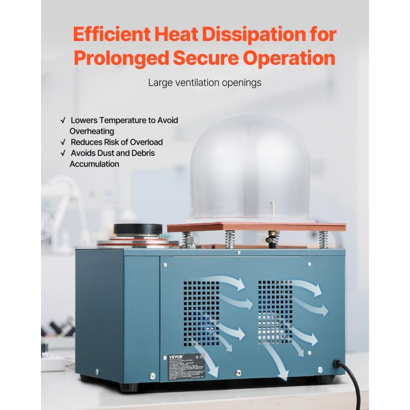 Tyhjiövalukone jalometalleille 290 wattia nopealla pumpulla 280 x 280 mm työalusta