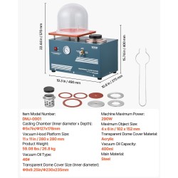 Tyhjiövalukone jalometalleille 290 wattia nopealla pumpulla 280 x 280 mm työalusta