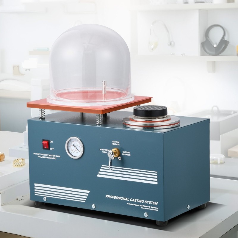 Tyhjiövalukone jalometalleille 290 wattia nopealla pumpulla 280 x 280 mm työalusta