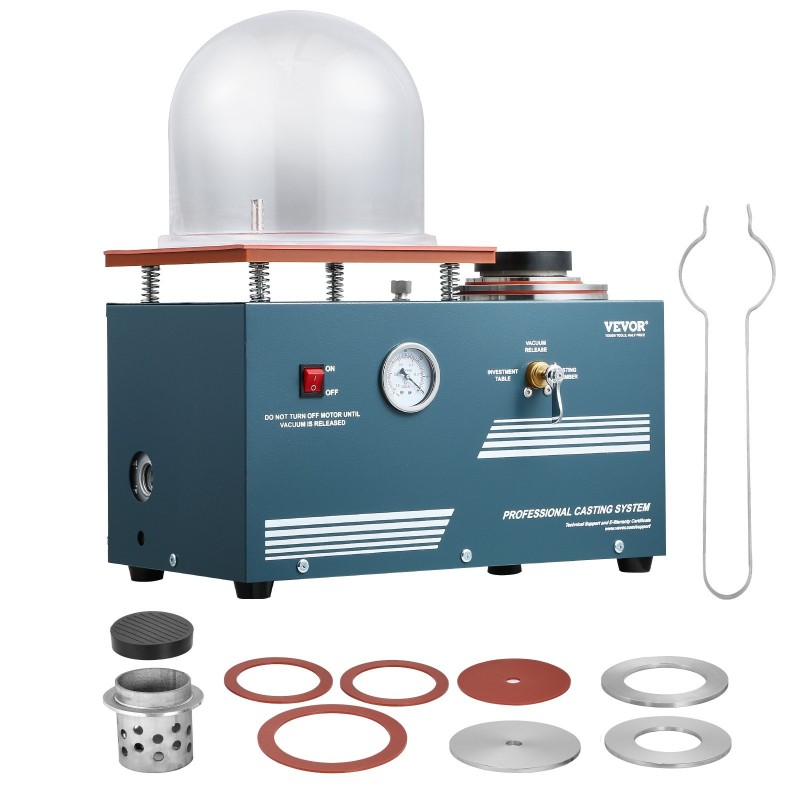 Tyhjiövalukone jalometalleille 290 wattia nopealla pumpulla 280 x 280 mm työalusta