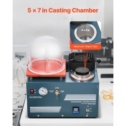 Tyhjiövalu- ja sulatuskone jalometalleille enimmäislämpötila 1150°C työtaso 280×280 mm