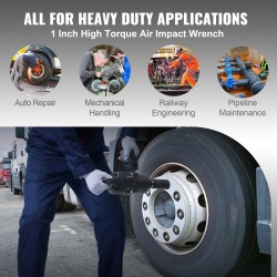 Paineilmamutterinväännin 2,5 cm alumiinirunkoinen kaksoiskahvainen 3690,5 newtonmetriä raskaisiin huoltotöihin