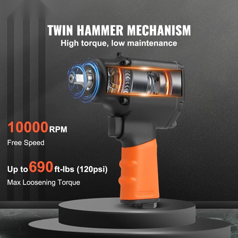 Paineilmakäyttöinen iskuväännin 3/8 tuuman neliökiinnitys alumiinirunko säädettävä momentti