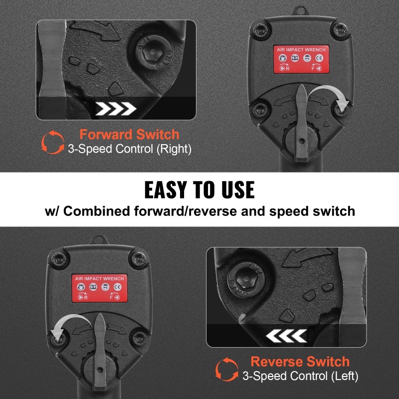 Paineilmakäyttöinen iskuväännin 3/8 tuuman neliökiinnitys alumiinirunko säädettävä momentti