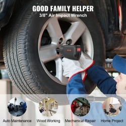 Paineilmakäyttöinen iskuväännin 3/8 tuuman neliökiinnitys alumiinirunko säädettävä momentti