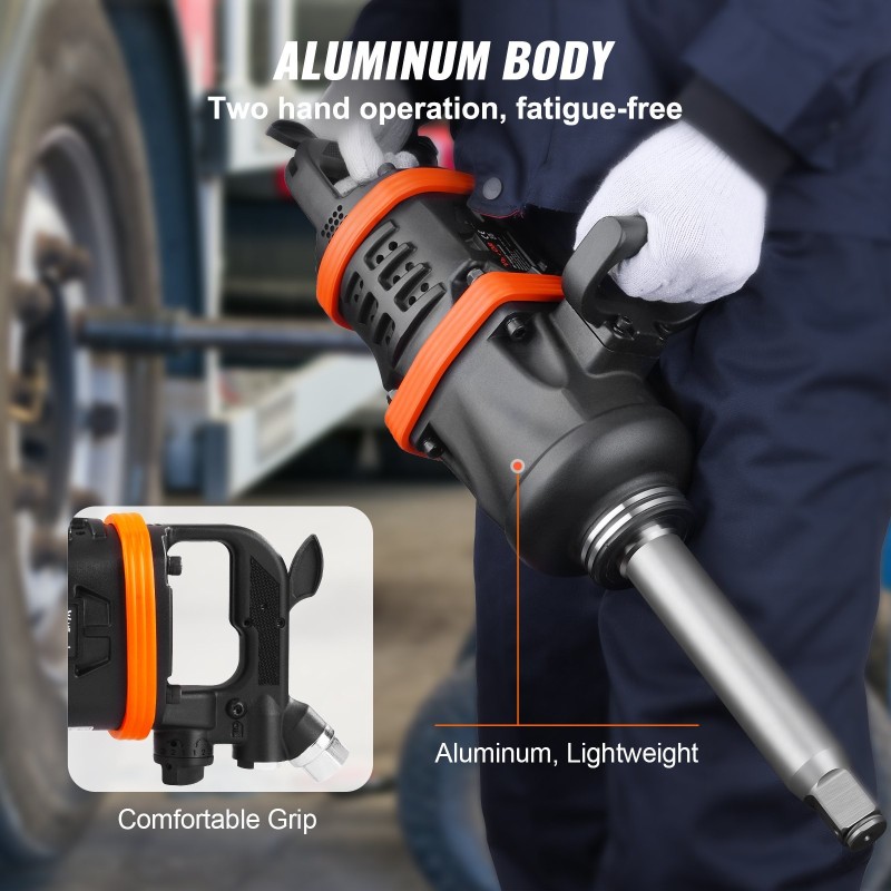 Paineilmakäyttöinen iskuväännin alumiinirunko 2,5 cm karalla 20 cm pidennetty raskaiden ajoneuvojen huoltoon