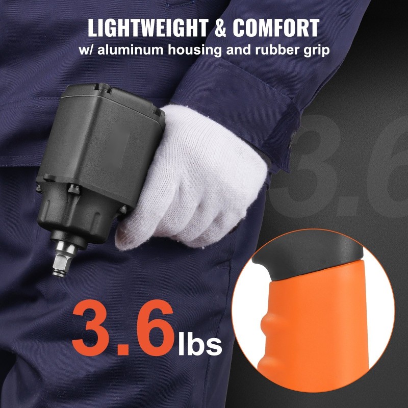 Paineilmakäyttöinen iskumutterinväännin 3/8 tuuman neliökiinnitys alumiinirunko 690 ft-lb irrotusmomentti