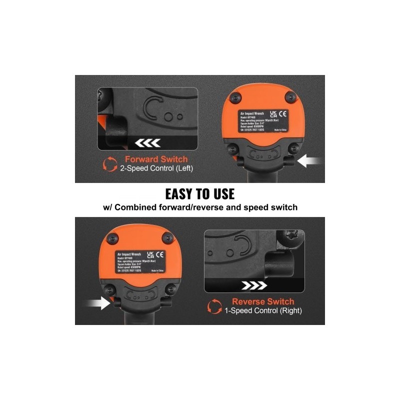 3/4-tuumainen paineilmamutterinväännin komposiittirunko korkea irrotusmomentti autojen huoltoihin