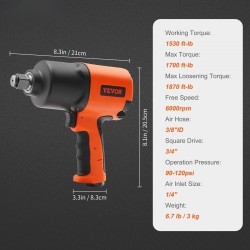 3/4-tuumainen paineilmamutterinväännin komposiittirunko korkea irrotusmomentti autojen huoltoihin