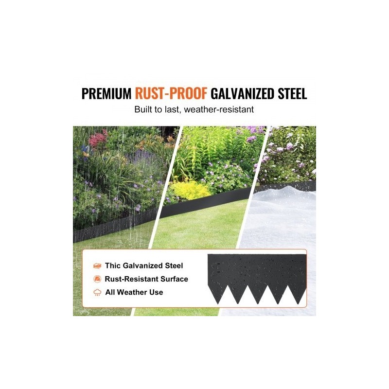 Teräsreunus galvanoitu 4 kpl 40x12 tuumaa taivutettava puutarhaan 6 klipsiä