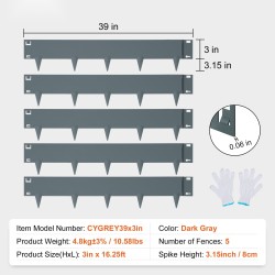 Kylmävalssattu teräsreunalista 5 osaa pituus 39 tuumaa korkeus 3 tuumaa puutarhaan