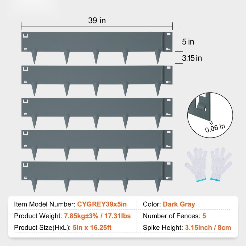 Teräsreunus 5 kpl 99 cm pitkä 12,7 cm korkea taipuisa puutarhareunus