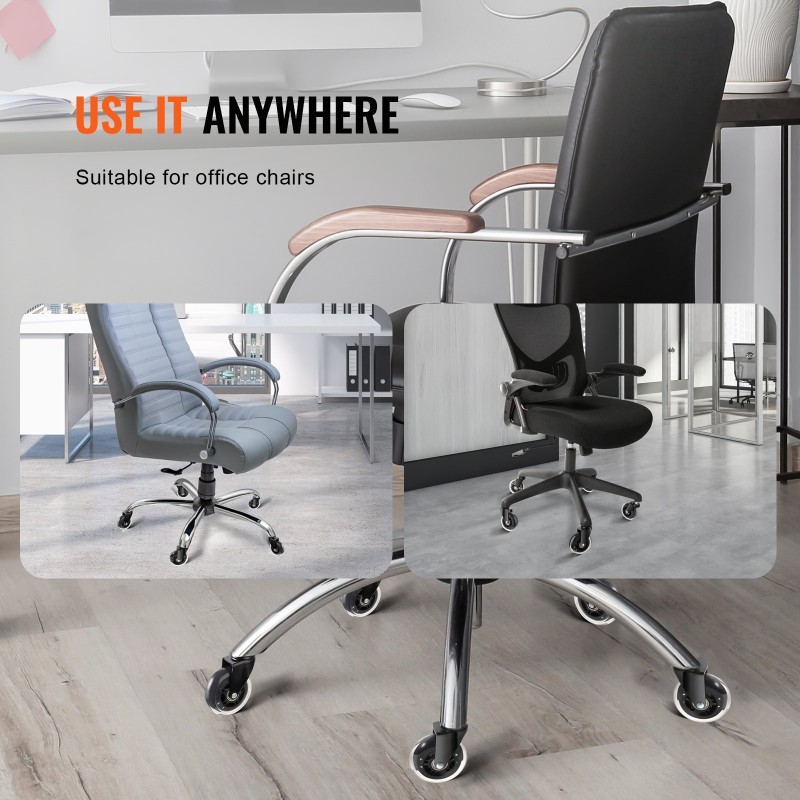 Toimistotuolin polyuretaanipinnoitetut pyörät 76 mm 5 kpl koville lattioille ja matoille