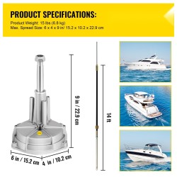 Mekaaninen veneen ohjausjärjestelmä valuteräs ruostumaton teräs 14 jalkaa kaapeli 3/4 tuuman akseli