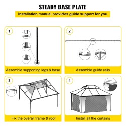 Puutarhapaviljonki alumiinirunkoinen 3 x 3,6 m kaksikerroksinen PVC-katto hyttysverkolla