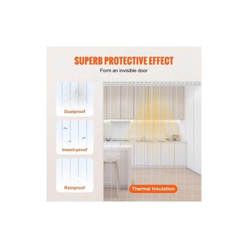 PVC-nauhaovi rulla 5000 cm 20 cm 2 mm uritettu läpinäkyvä