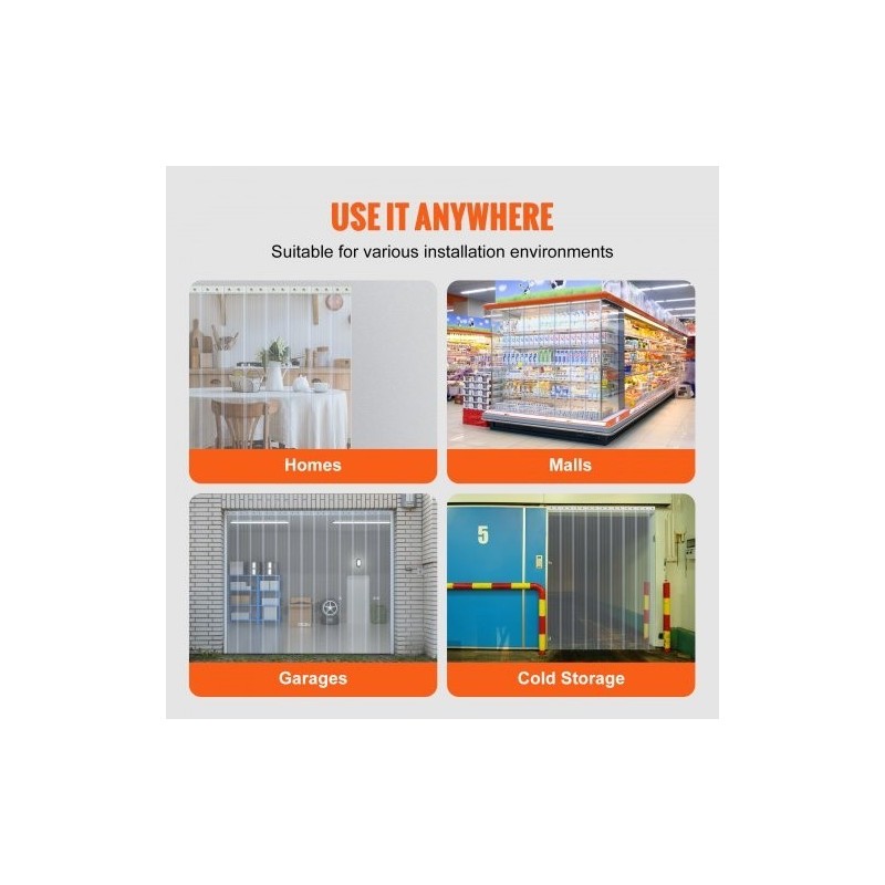 PVC-nauhaovi rulla 5000 cm 20 cm 2 mm uritettu läpinäkyvä