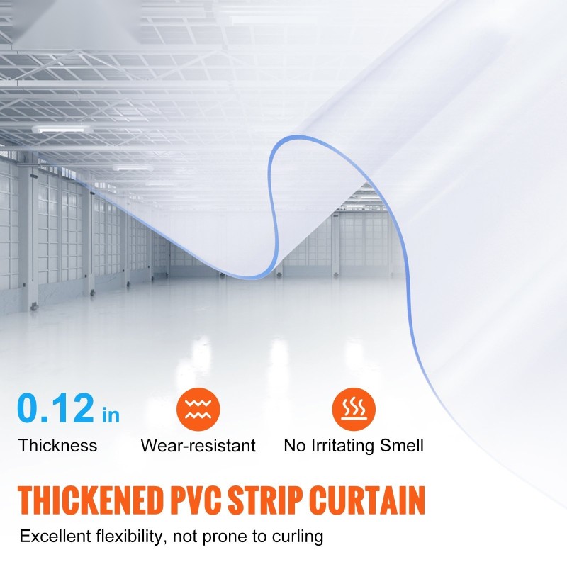 Läpinäkyvä PVC-liuskaverho 2500 cm rulla 30,5 cm leveä 3 mm paksu kylmätiloihin