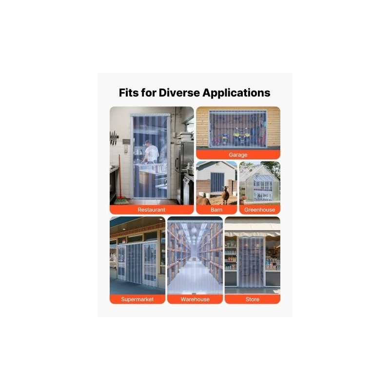 Läpinäkyvä PVC liuskaverhorulla 30,48 m 30,5 cm leveät liuskat 3 mm