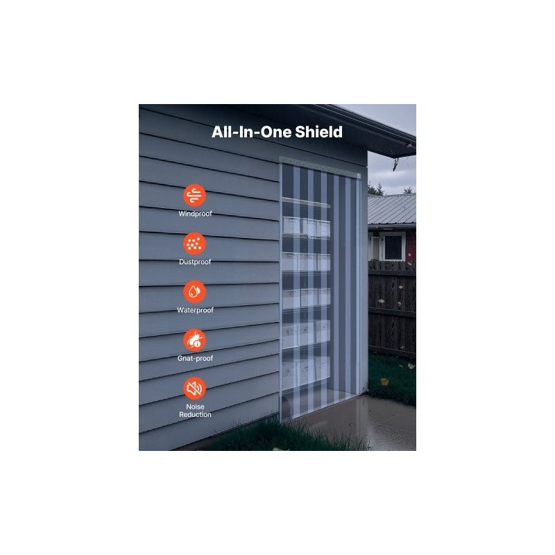 Läpinäkyvä PVC liuskaverhorulla 30,48 m 30,5 cm leveät liuskat 3 mm