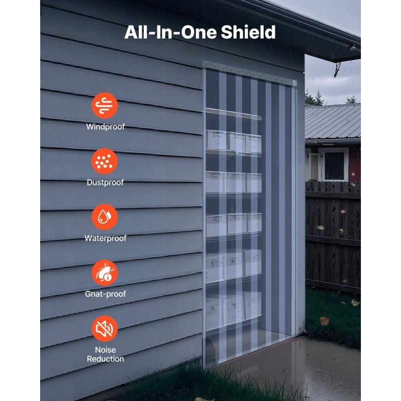 PVC-liuskaverho läpinäkyvä viisitoista metriä kaksikymmentä senttimetriä kaksi millimetriä oviaukkoihin