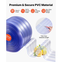 Läpinäkyvä PVC-liuskaverho rulla 45,7 m 20 cm liuskat kylmätiloihin