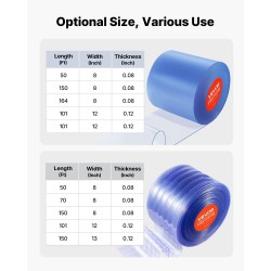 Läpinäkyvä PVC-liuskaverho rulla 45,7 m 20 cm liuskat kylmätiloihin