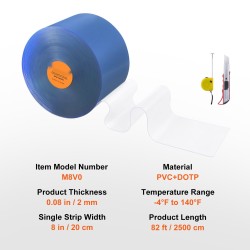 PVC-säleverho rulla 2500 cm 20 cm suikale 2 mm kylmä- ja pakkastiloihin