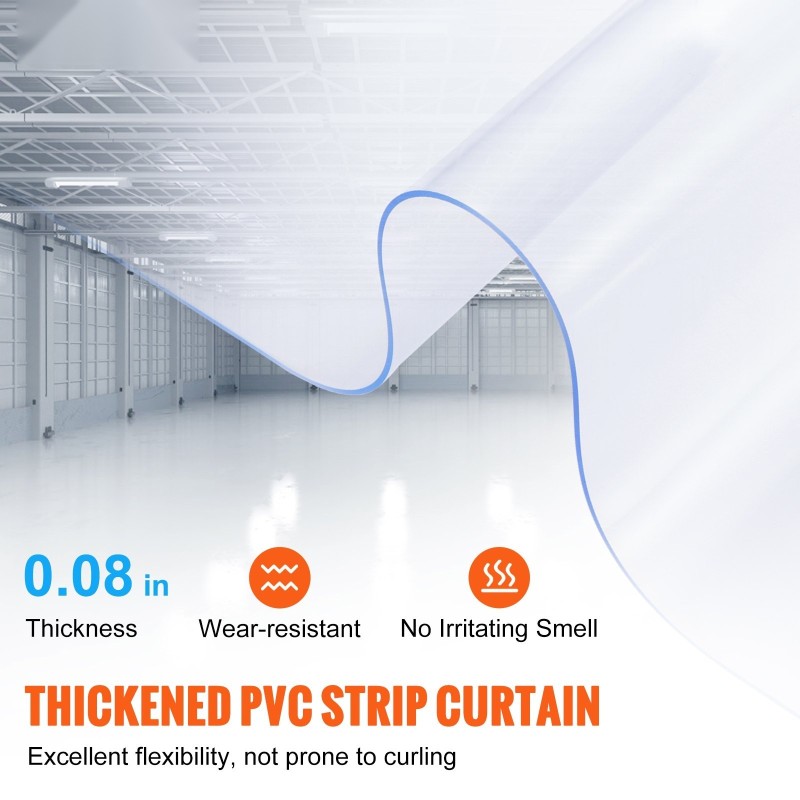 PVC-liuskaverho rulla 4997,4 cm x 20,3 cm kirkas kylmätiloihin