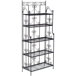 Taittuva seisova metallihylly viidellä tasolla sisä- ja ulkokäyttöön