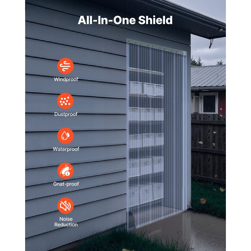 PVC-muovinen nauharulla 45,72 m 30,5 cm 3 mm läpinäkyvä uurrettu oviaukkoihin