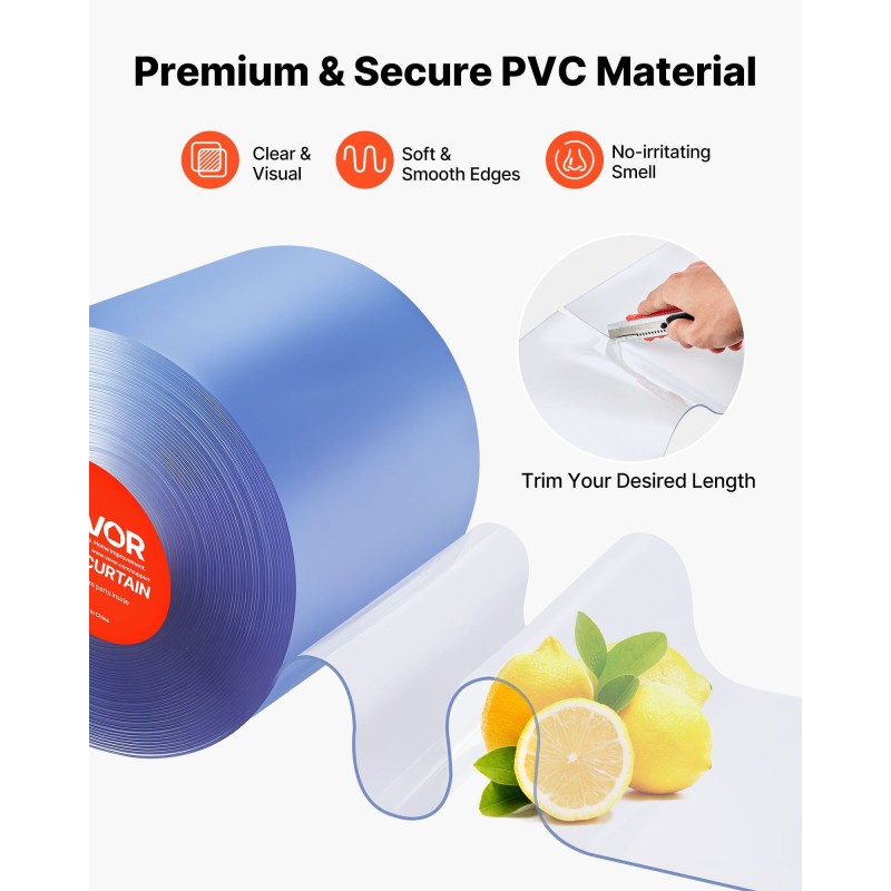 PVC-nauhaverhorulla läpinäkyvä 30,8 m 30,5 cm 3 mm oviaukkoihin