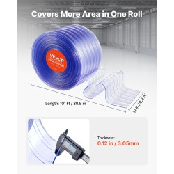 PVC-liuskaesirippu läpinäkyvä 30,8 m pituus 30,5 cm leveys 3 mm rihlattu oviin