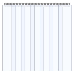 PVC liuskaovi läpinäkyvä 107 x 213 cm ruostumattomalla teräskiskolla
