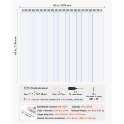 PVC-liuskaovi läpinäkyvä 107 x 213 cm ruostumattomalla teräskiskolla