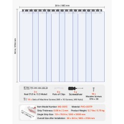 PVC-nauhakaihdin läpinäkyvä 6 kpl 0,96x2,1m pakasteisiin ja kylmätiloihin