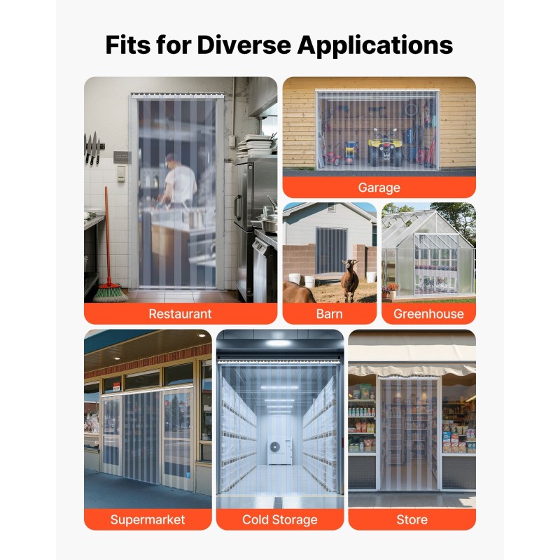 PVC-nauhaovi läpinäkyvä 2,1m 1,2m 2mm 8 kpl pakastehuoneisiin