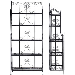 Taittuva seisova metallihylly viidellä tasolla sisä- ja ulkokäyttöön