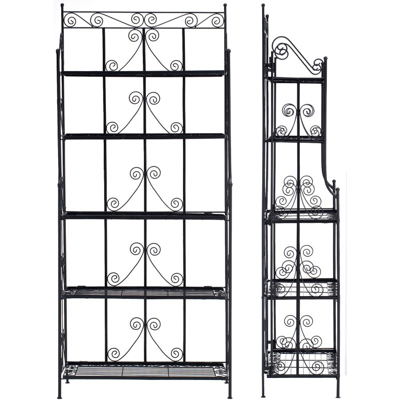 Taittuva seisova metallihylly viidellä tasolla sisä- ja ulkokäyttöön